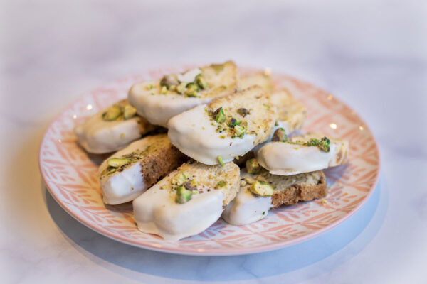 Bolsita de Biscotti de pistachos y chocolate blanco